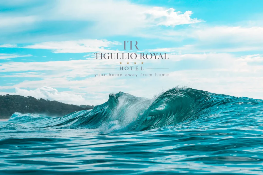 nell'immagine una grossa onda e il logo dell'hotel